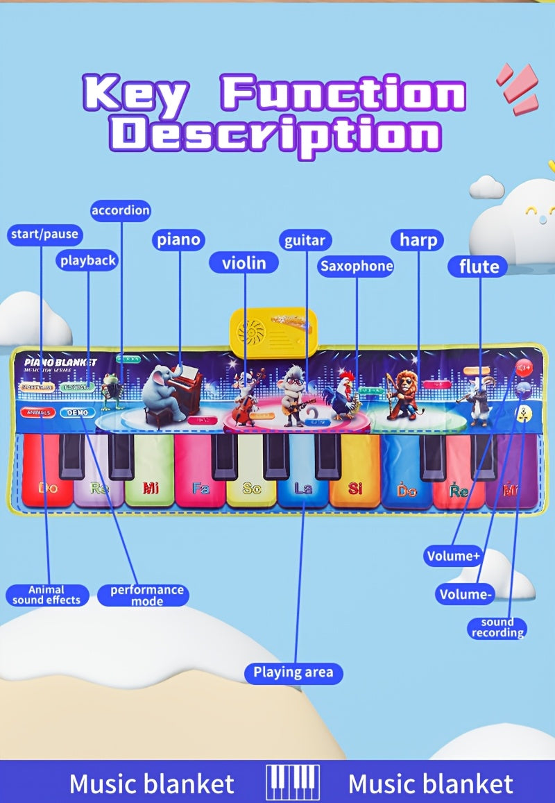 Kids' Musical Piano Mat with Animal Sounds & 6 Instrument Modes – image 7