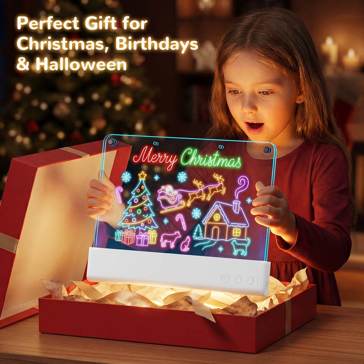 Kids' Rechargeable LED Drawing Board with Dual Panels – image 9
