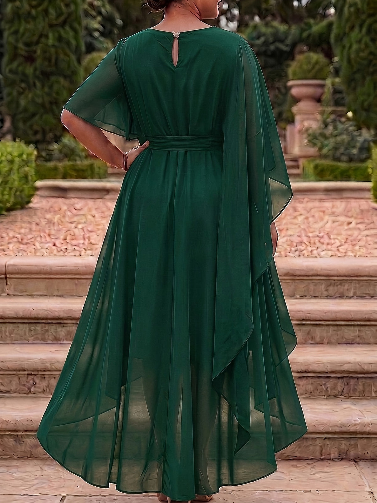 Plus Size V-Neck Asymmetrical Chiffon Occasion Dress – image 9
