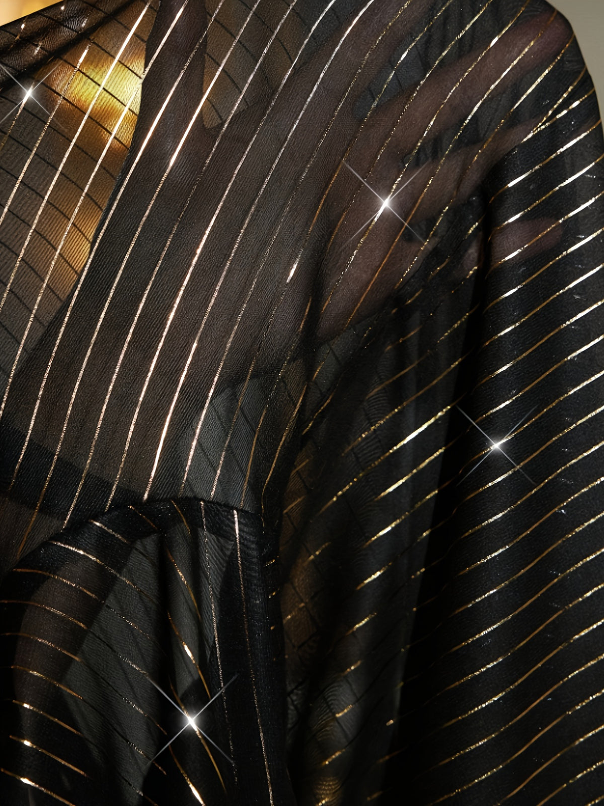 Plus Size Gold Stripe Longline Button-Up Shirt – image 9