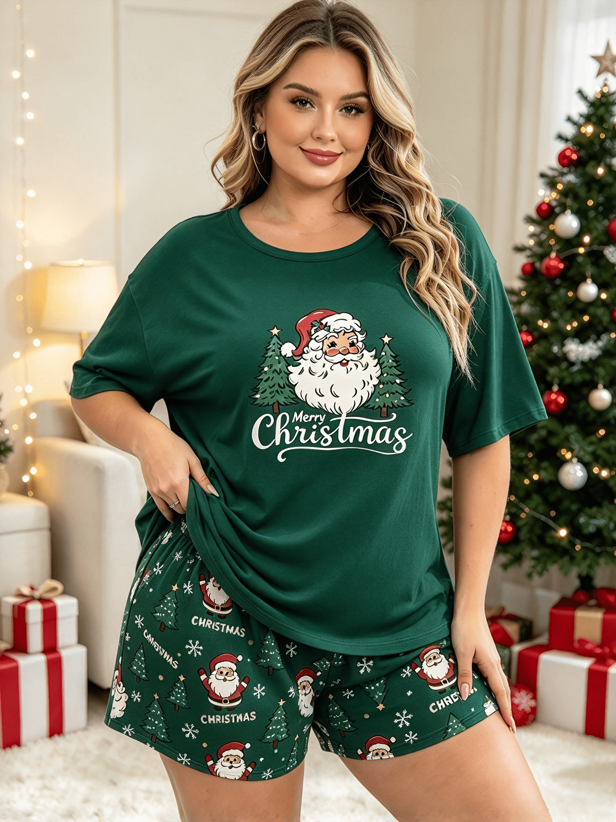 Plus Size Santa & Christmas Tree Short Pyjama Set – UK 18–26 – image 11