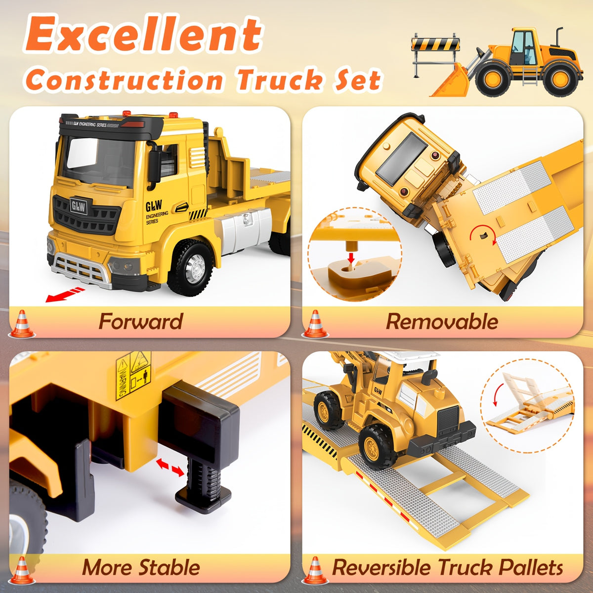 Kids' Yellow Construction Vehicle & Digger Toy Set – image 5