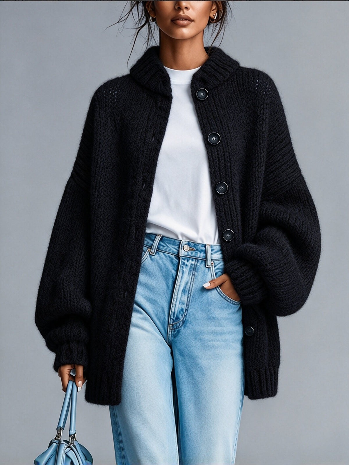 Plus Size Crew Neck Button-Up Cardigan – image 5