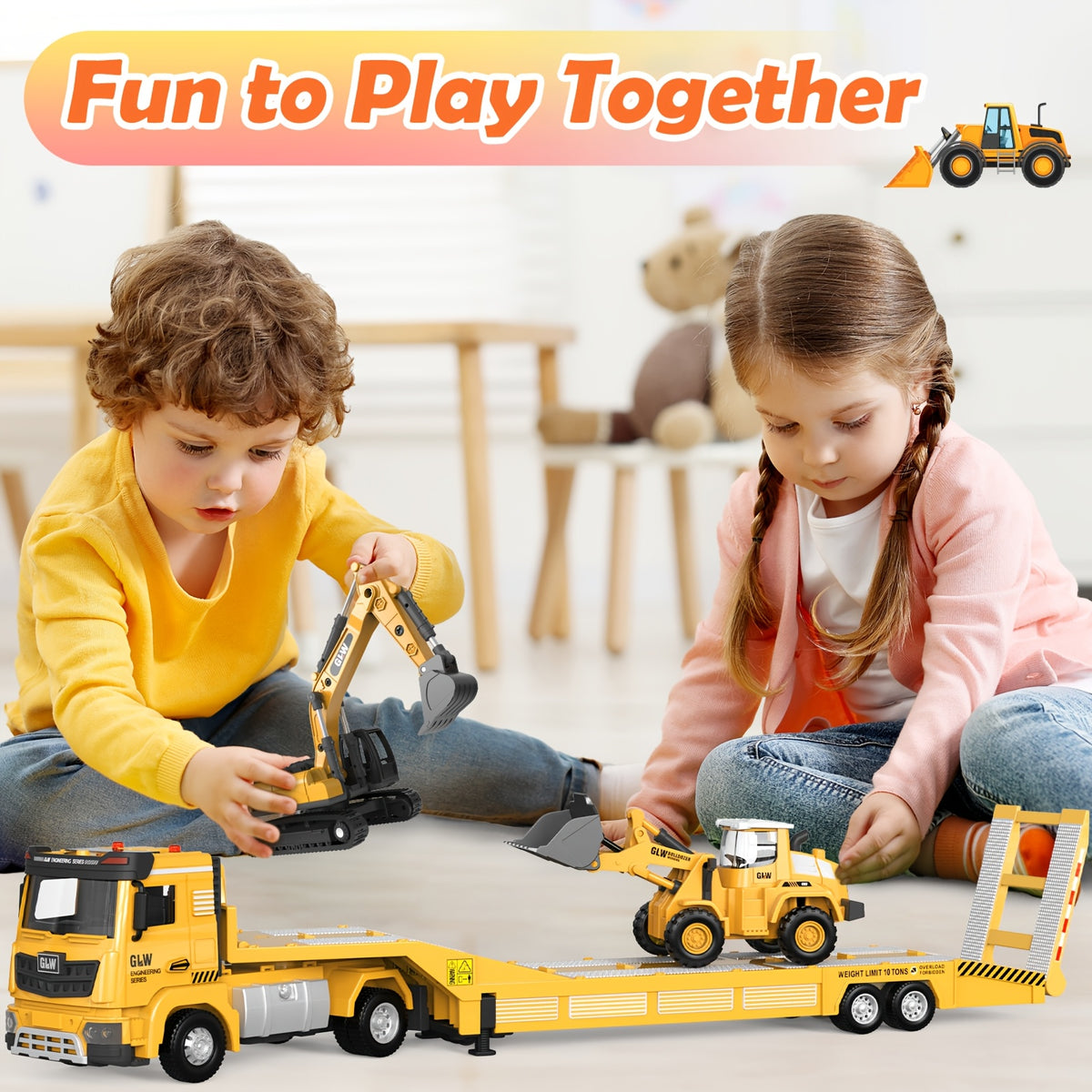 Kids' Yellow Construction Vehicle & Digger Toy Set – image 4