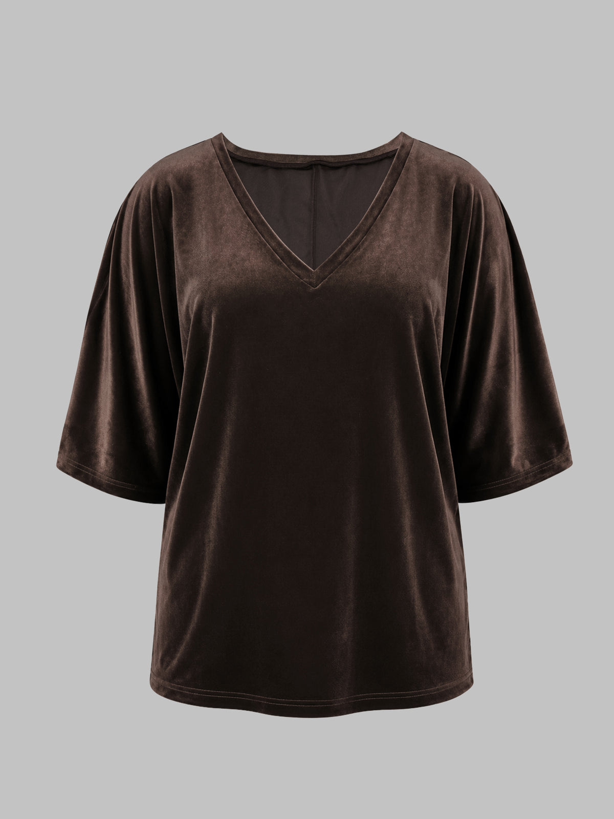 Plus Size Velvet V-Neck Relaxed Top – image 13