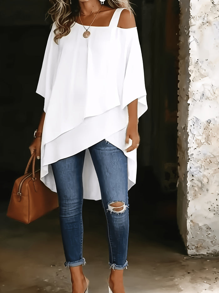 Plus Size Off-Shoulder Three-Quarter Sleeve Top – detail 4