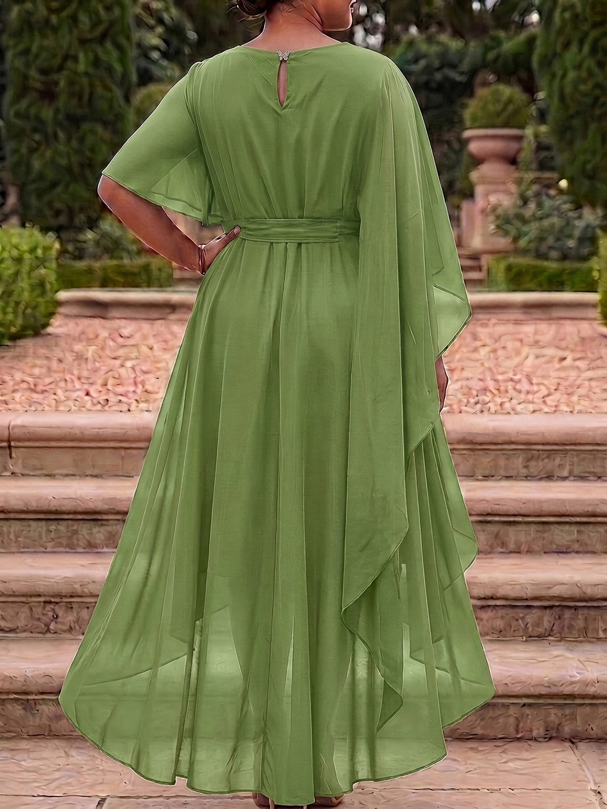 Plus Size V-Neck Asymmetrical Chiffon Occasion Dress – image 28