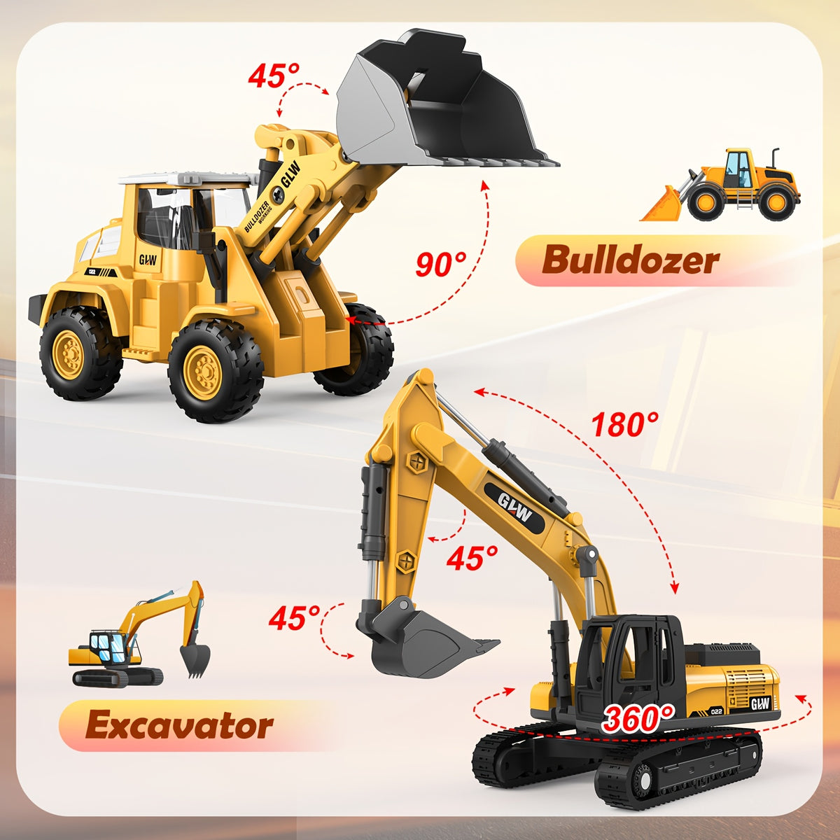 Kids' Yellow Construction Vehicle & Digger Toy Set – image 3