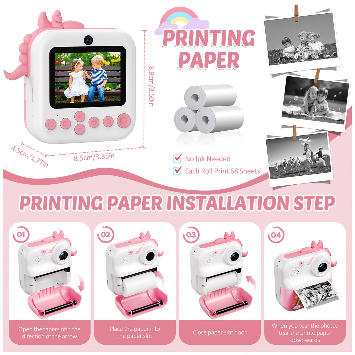 Kids' Pink Instant Print Camera with 32GB Memory Card – image 9