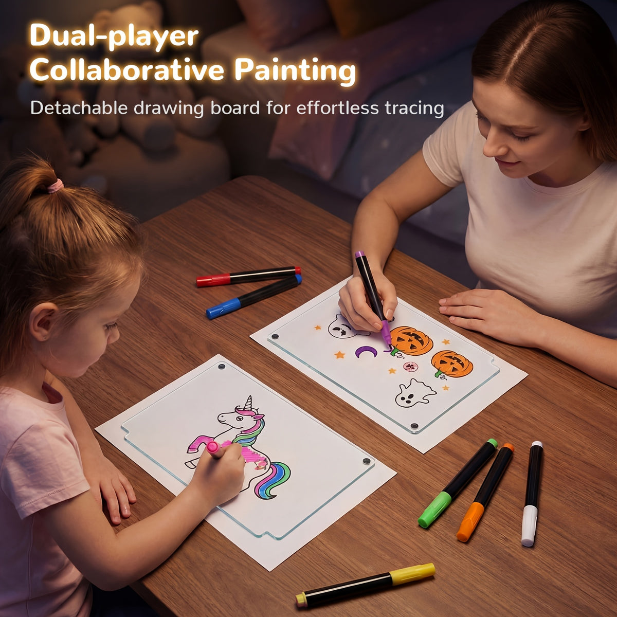 Kids' Rechargeable LED Drawing Board with Dual Panels – image 4