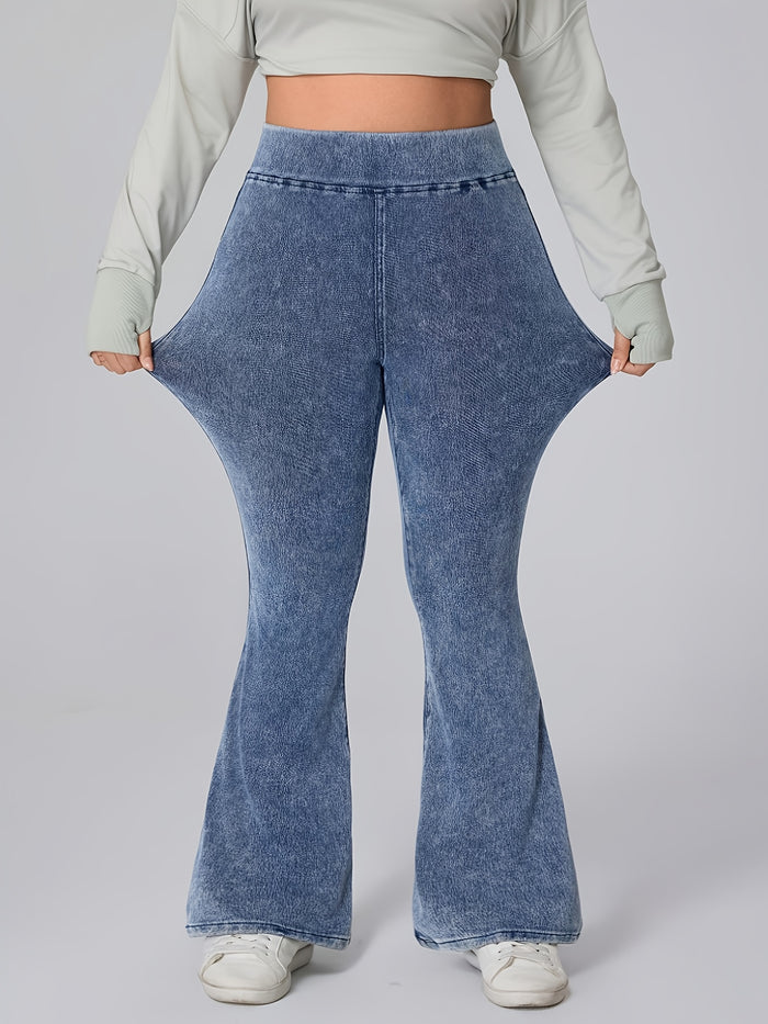 Plus Size High-Waisted Stretch Flared Trousers – detail 4
