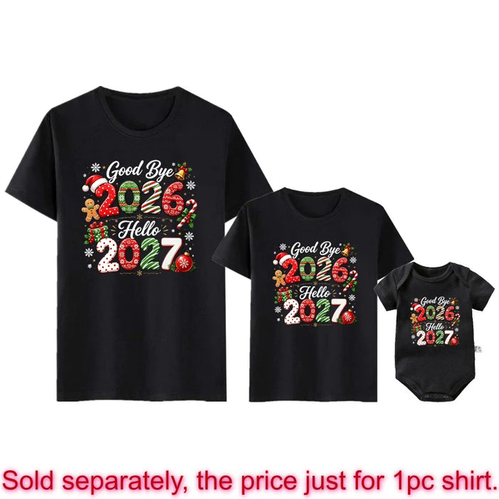 Goodbye 2026 Hello 2027 Matching Family T-Shirts & Baby Rompers – detail 4