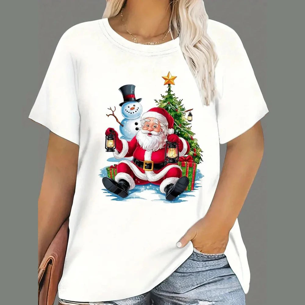 Christmas Santa Print Round-Neck T-Shirt-SALE – image 3