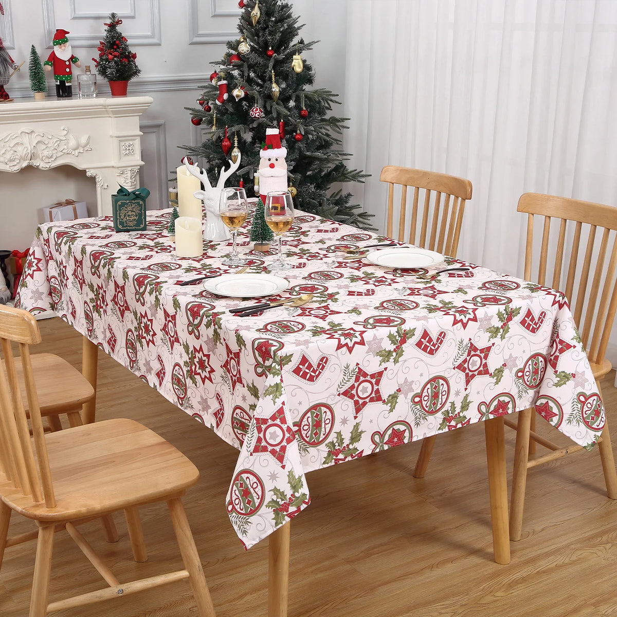 Rectangular Christmas Tablecloth in Red or White – image 2