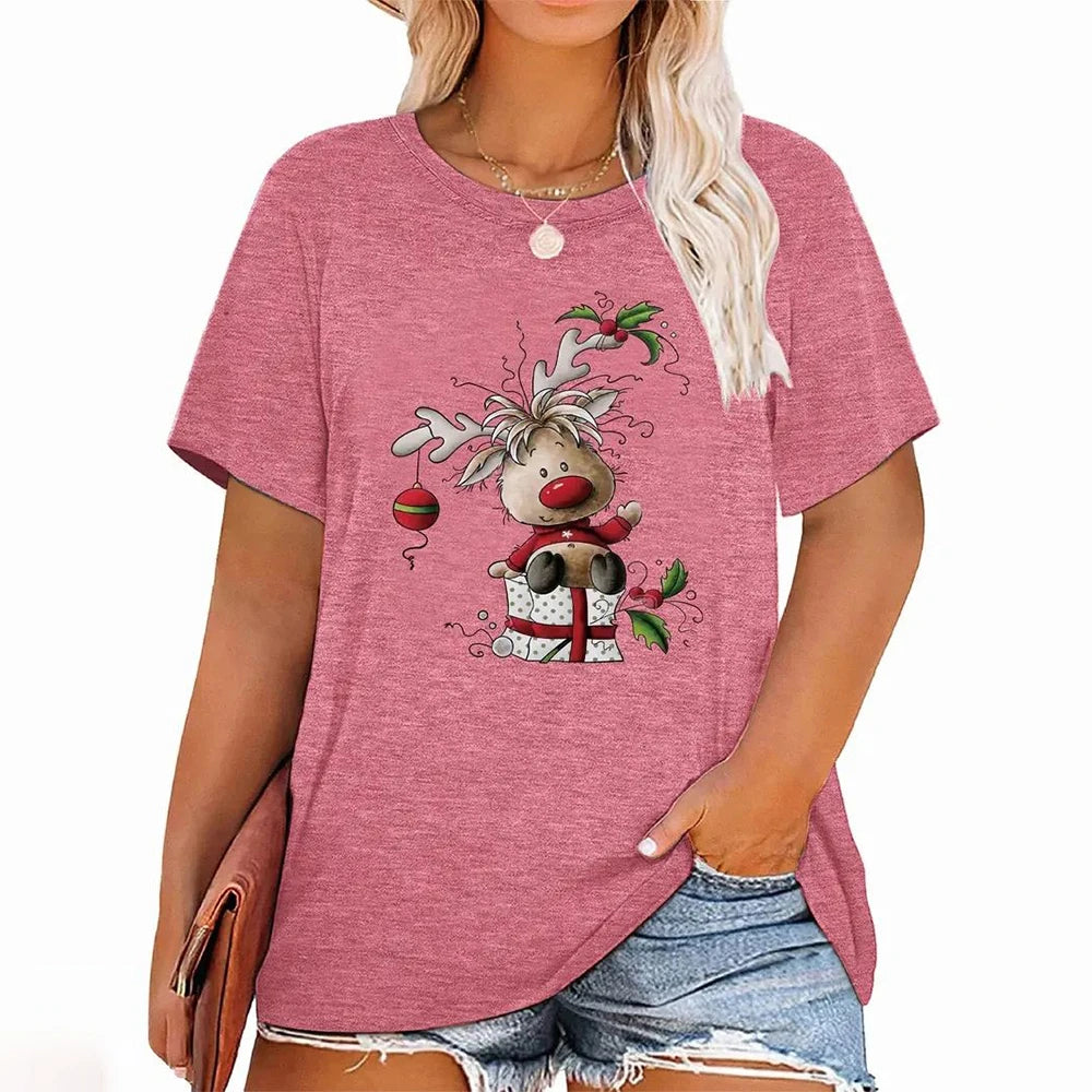 Christmas Santa Print Round-Neck T-Shirt-SALE – image 7