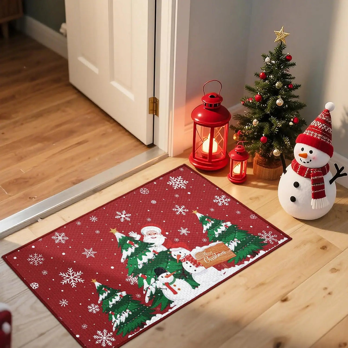 Christmas Santa & Tree Indoor Doormat – image 1