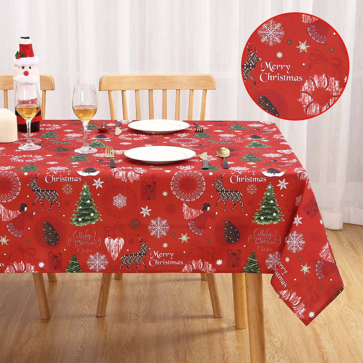 Rectangular Christmas Tablecloth in Red or White – image 1