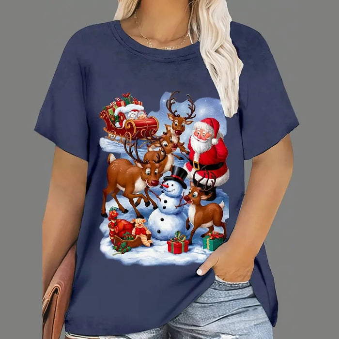 Christmas Santa Print Round-Neck T-Shirt-SALE – detail 3