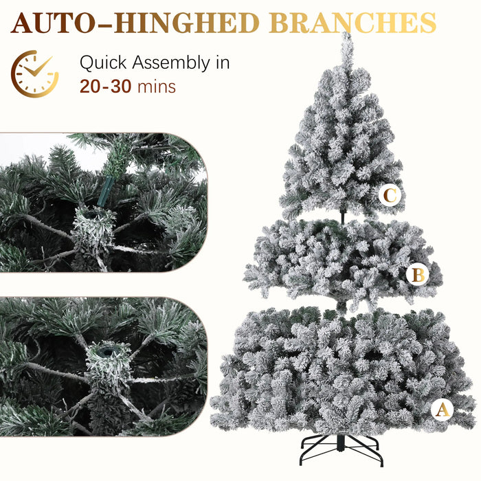 Pre-Lit Flocked Christmas Tree with Warm White LEDs, 4.5–7.5 ft – detail 1