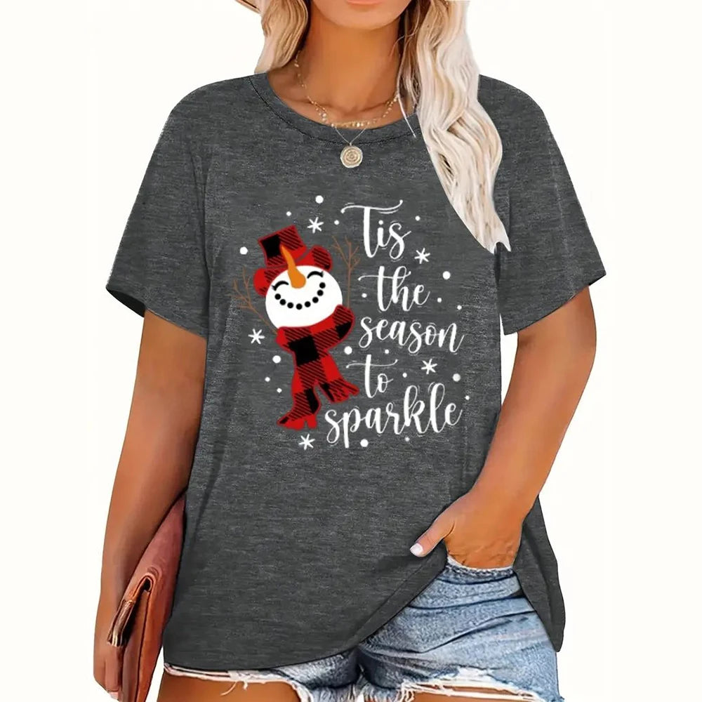 Christmas Santa Print Round-Neck T-Shirt-SALE – image 6