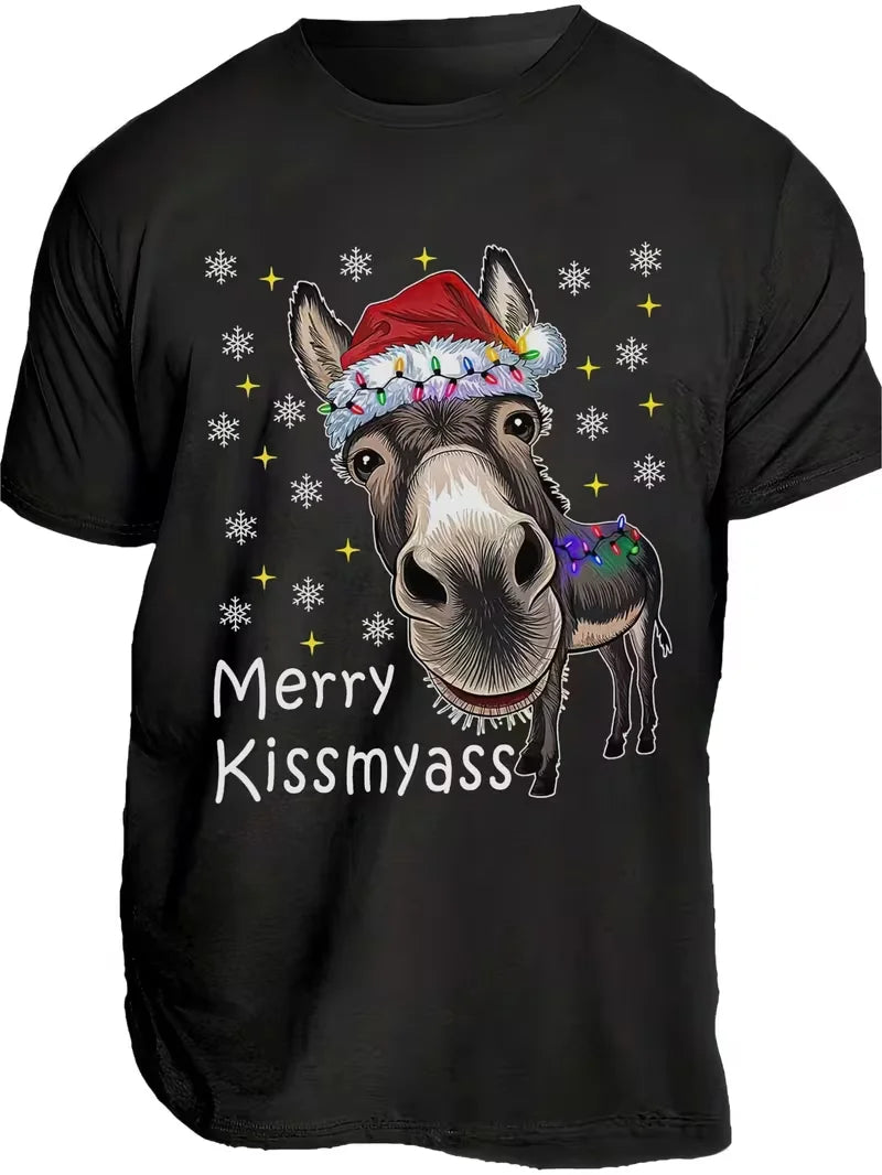 Funny Christmas Donkey Slogan Cotton T-Shirt – image 2