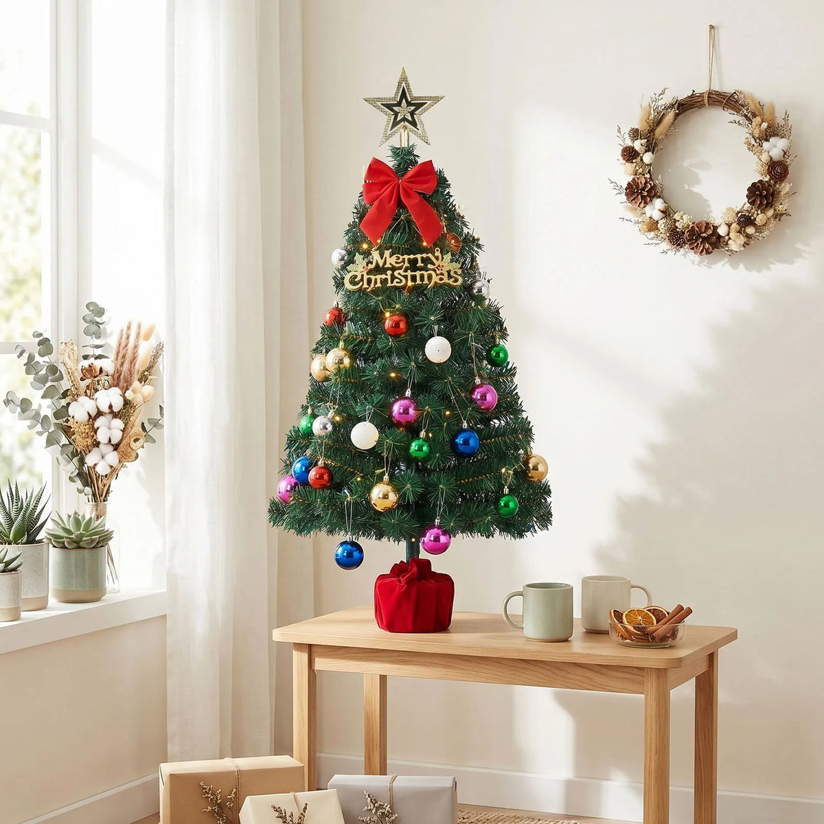 90cm Pre-Lit Mini Christmas Tree with 50 Warm White LEDs – image 4