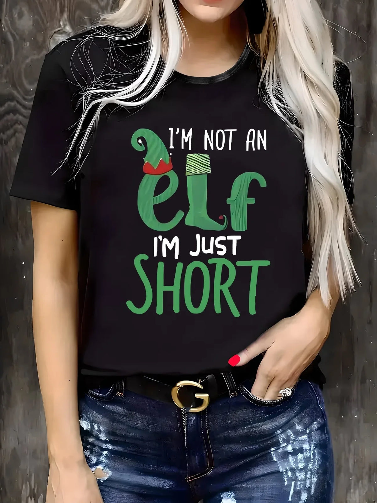 Women's Christmas Elf Slogan Cotton T-Shirt – image 6