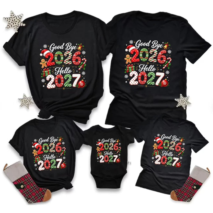 Goodbye 2026 Hello 2027 Matching Family T-Shirts & Baby Rompers – detail 3