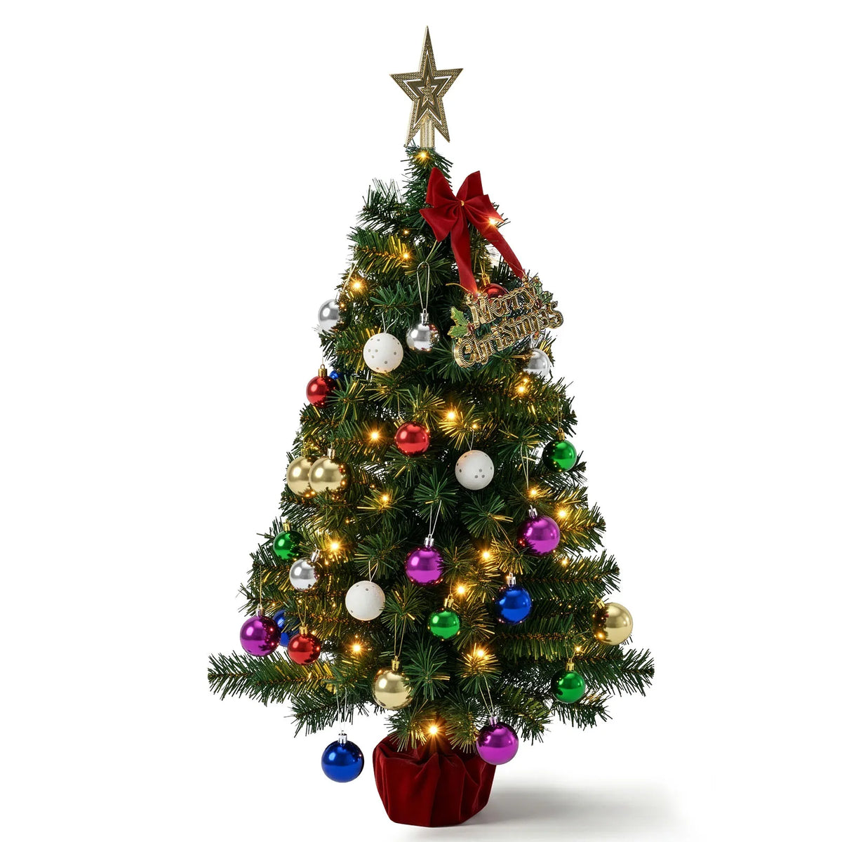 90cm Pre-Lit Mini Christmas Tree with 50 Warm White LEDs – image 9