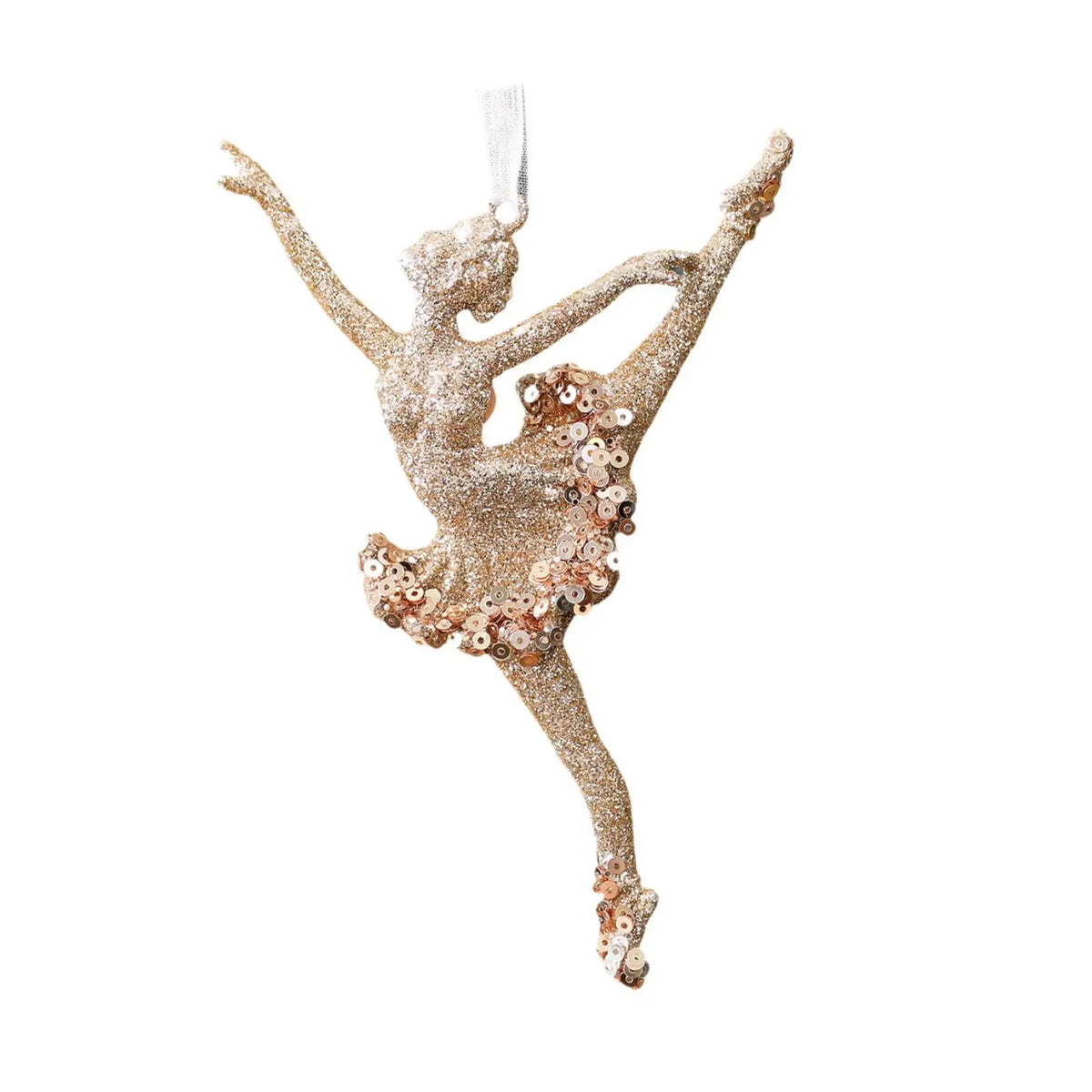 Gold Ballerina Hanging Christmas Tree Ornament styled