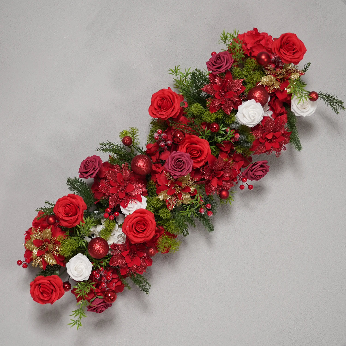 Artificial Red Rose & Greenery Table Garland – image 9