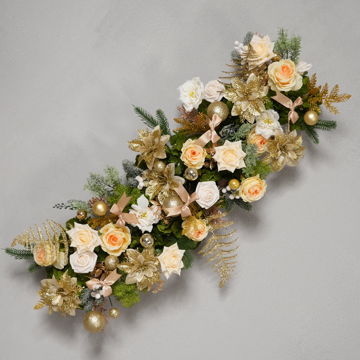 Artificial Red Rose & Greenery Table Garland – image 10