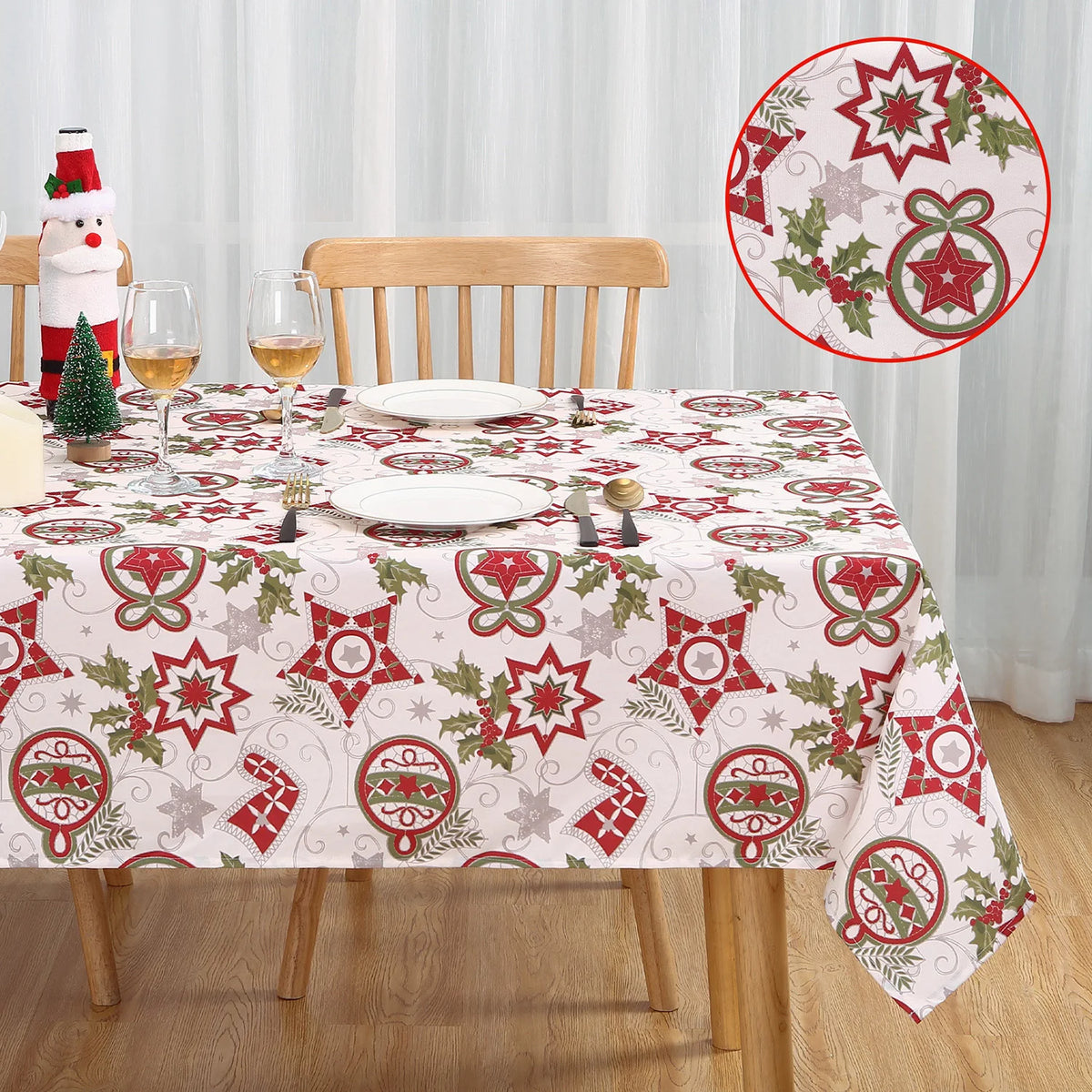 Rectangular Christmas Tablecloth in Red or White – image 10