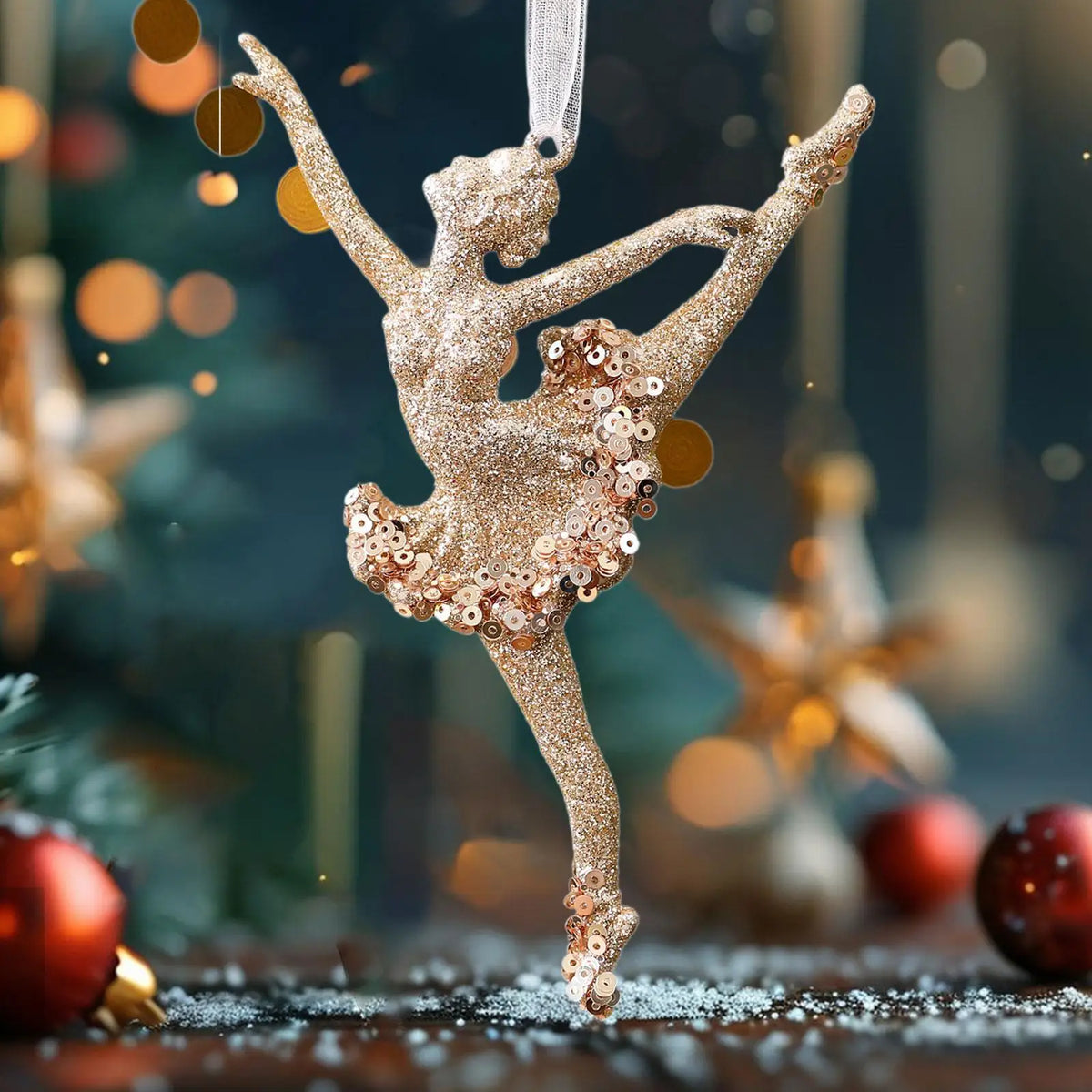 Gold Ballerina Hanging Christmas Tree Ornament – image 3