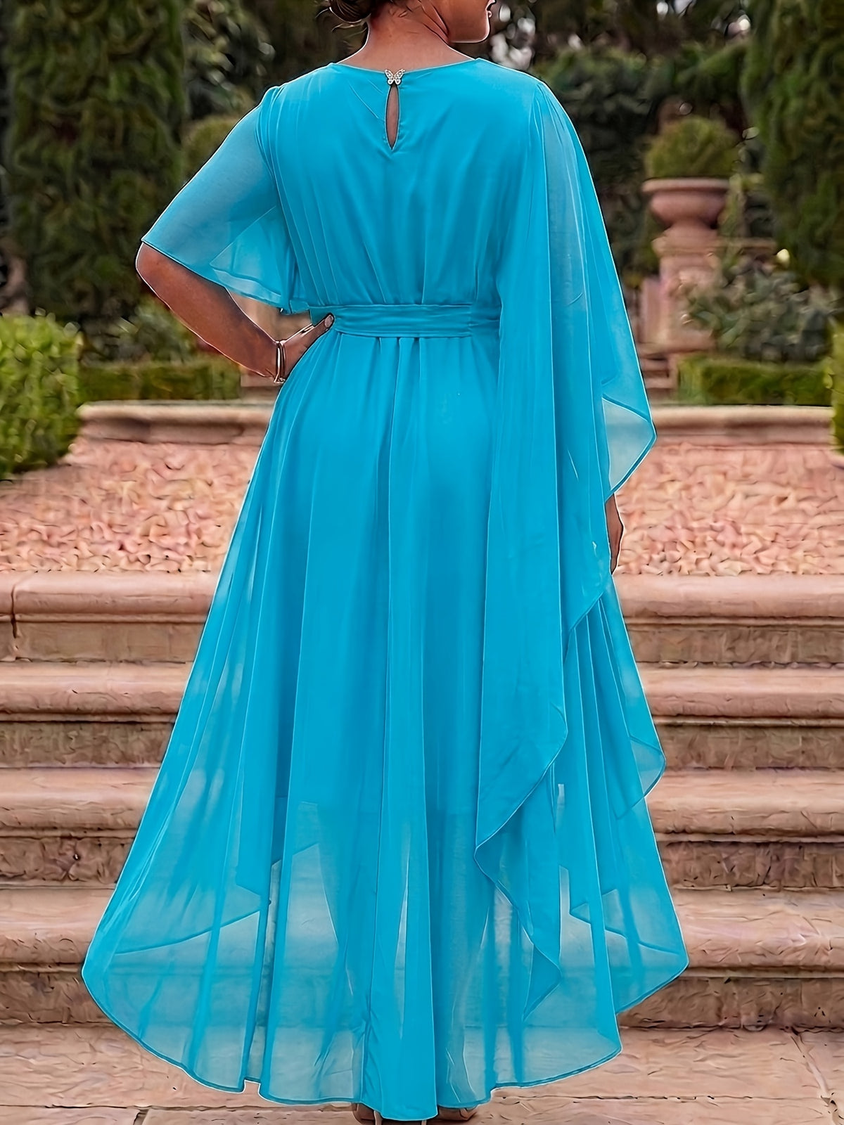 Plus Size V-Neck Asymmetrical Chiffon Occasion Dress – image 20