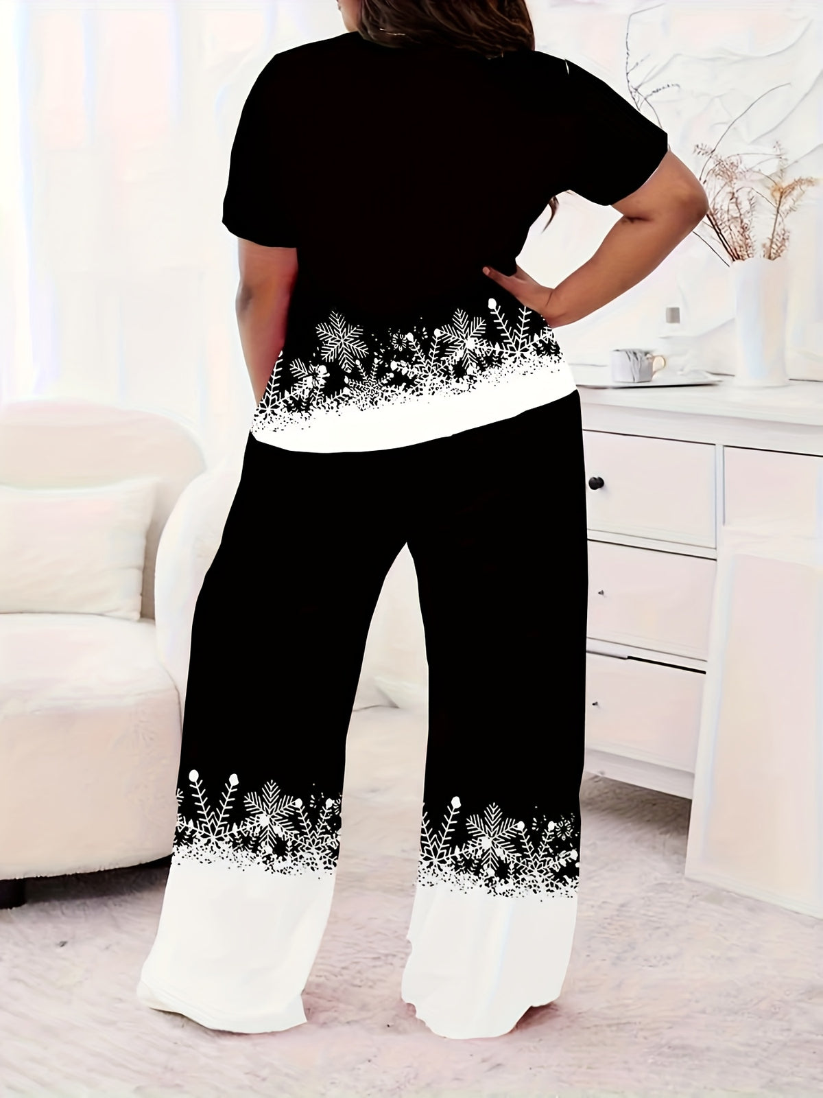 Plus Size Snowman Christmas Pyjama Set in Black – UK 18–24 – image 3