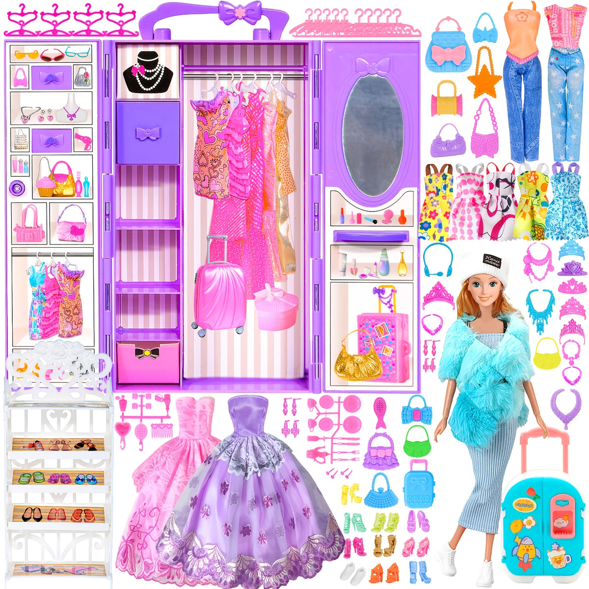 Dollbie 106-Piece Doll, Wardrobe & Clothing Accessory Set – image 1