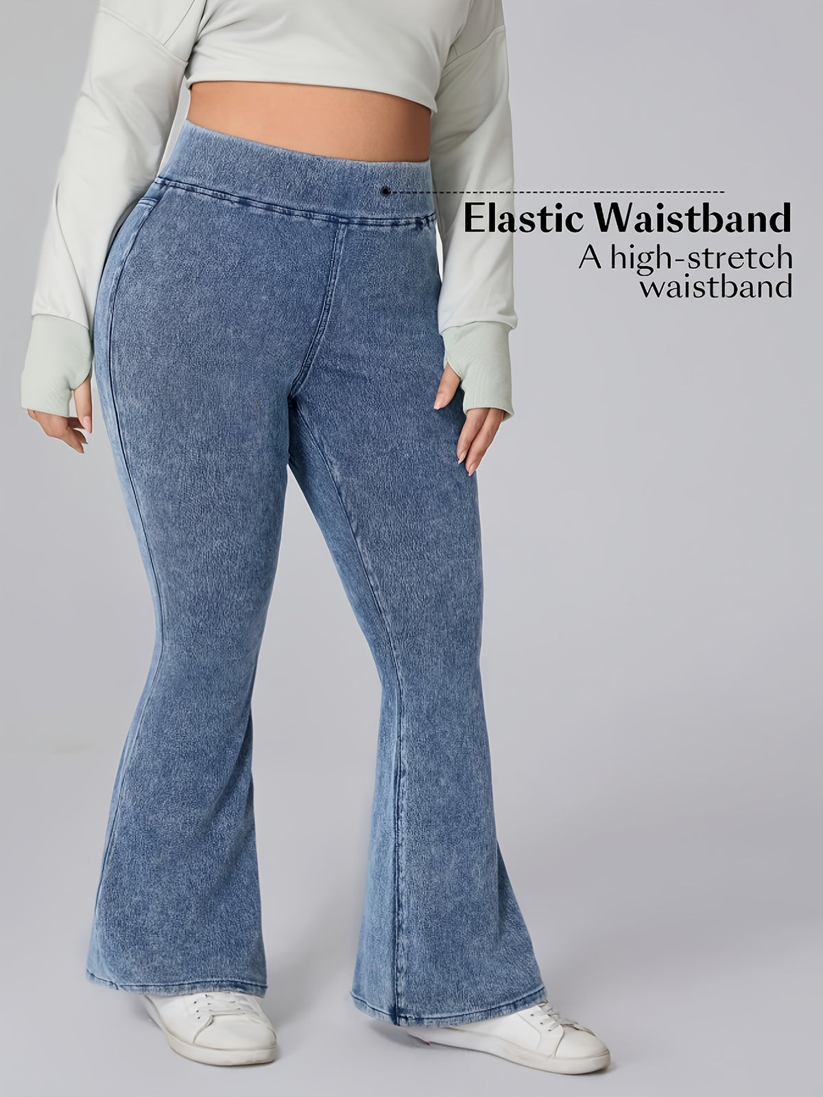 Plus Size High-Waisted Stretch Flared Trousers – image 3