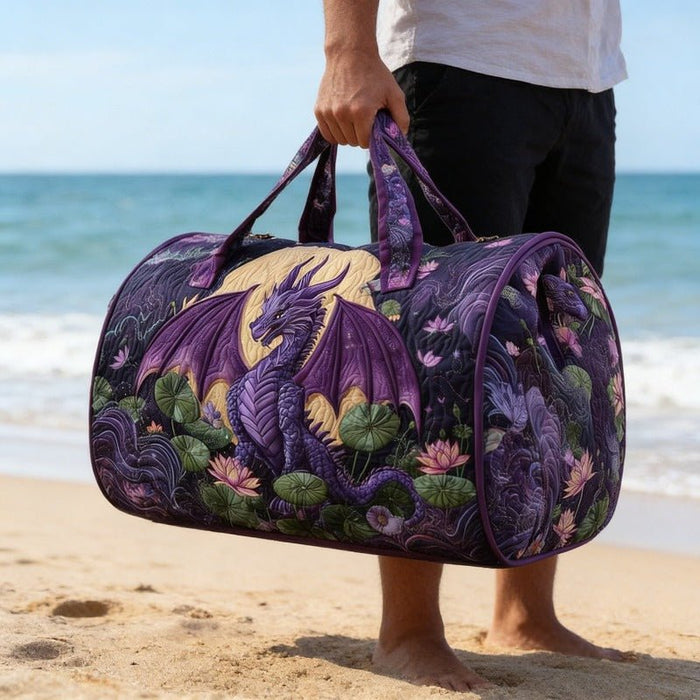 Dragon & Purple Rose Quilted Travel Bag – detail 1