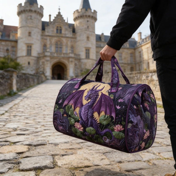 Dragon & Purple Rose Quilted Travel Bag – detail 4