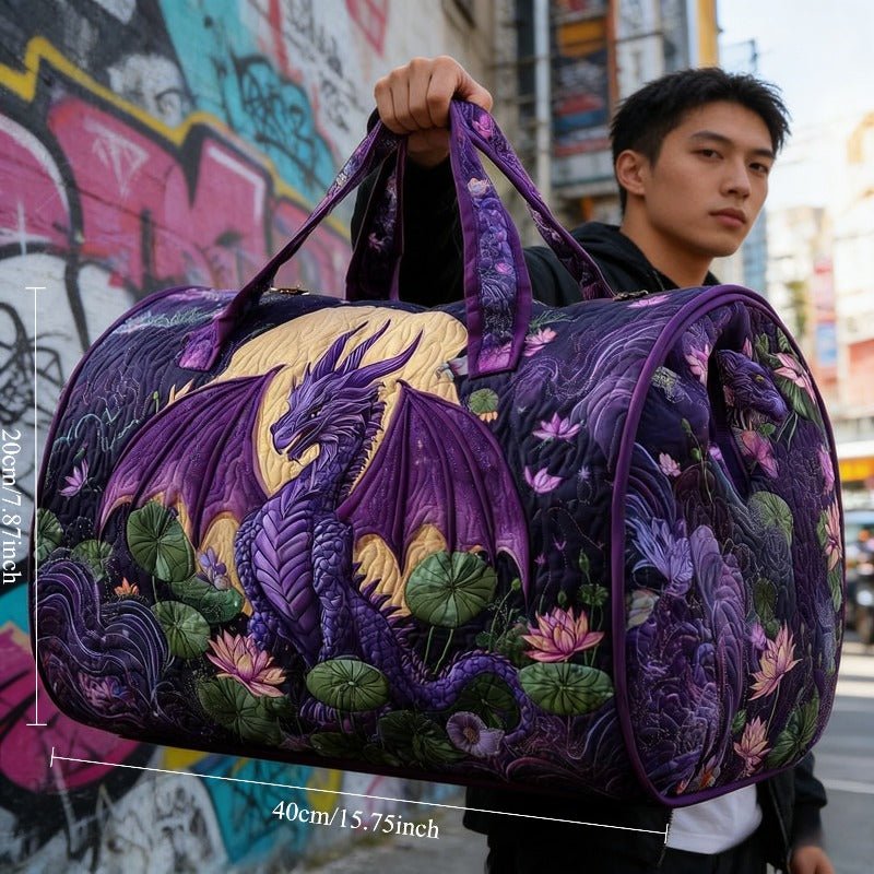 Dragon & Purple Rose Quilted Travel Bag – image 5