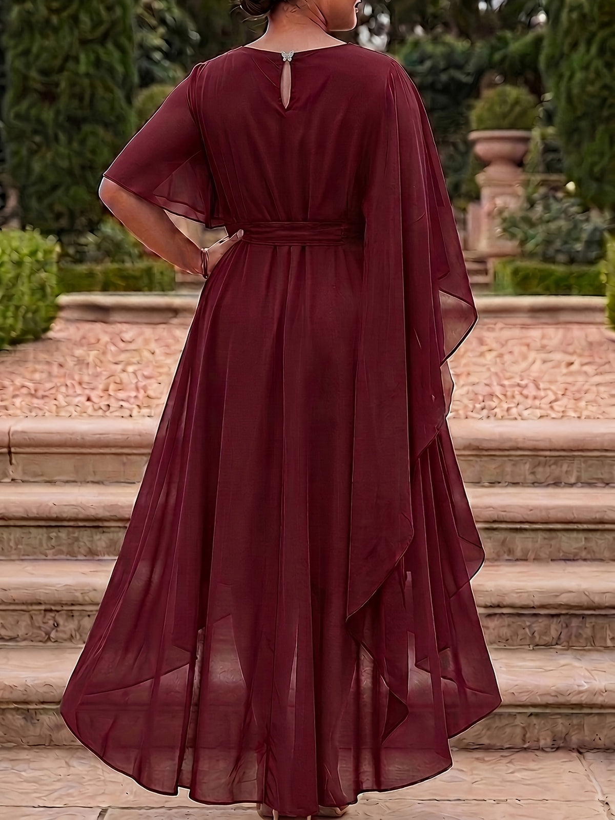 Plus Size V-Neck Asymmetrical Chiffon Occasion Dress – image 14