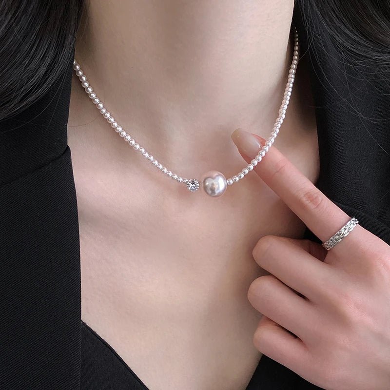Women's Simulated Pearl Beaded Necklace styled