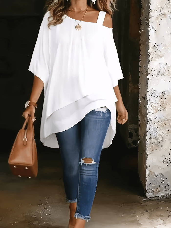 Plus Size Off-Shoulder Three-Quarter Sleeve Top – detail 2