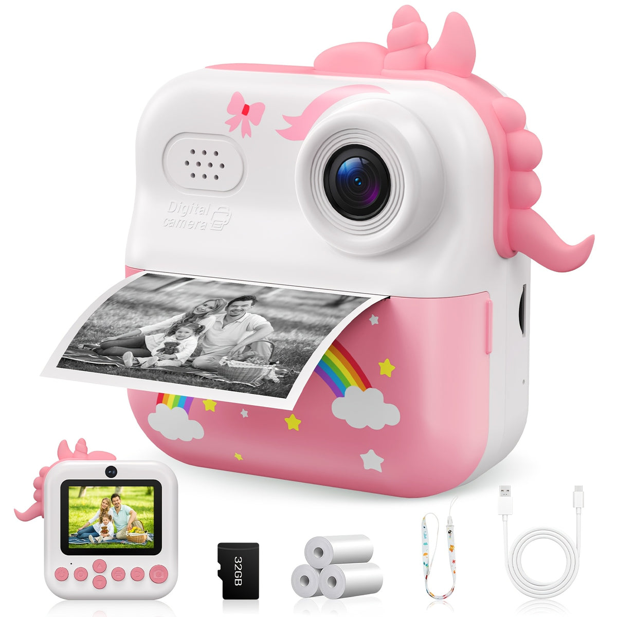 Kids' Pink Instant Print Camera with 32GB Memory Card – image 10