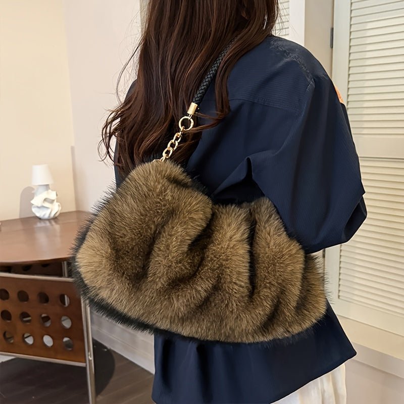 Velvet Shoulder Tote Bag with Zip Closure – image 8