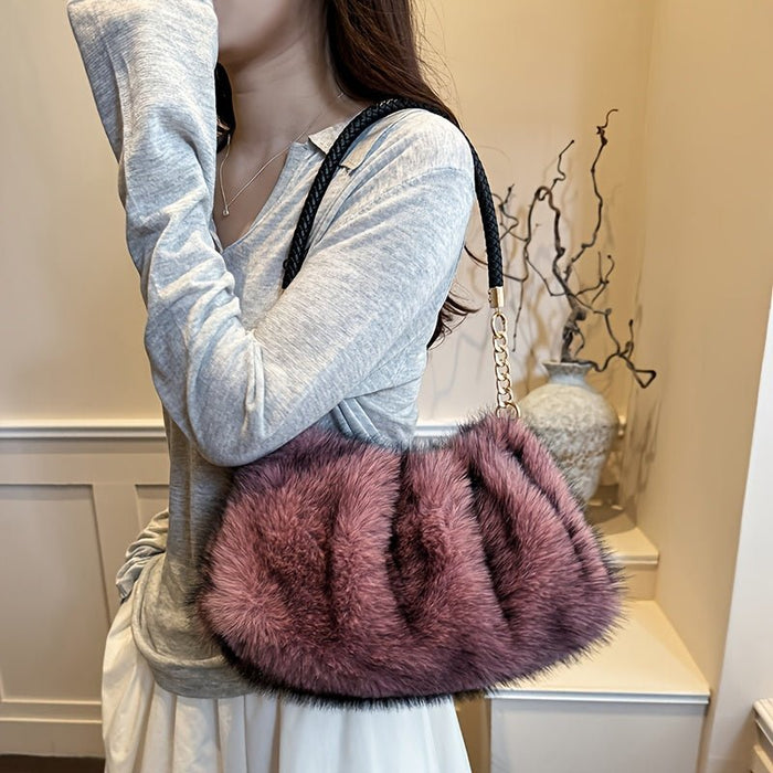 Velvet Shoulder Tote Bag with Zip Closure – detail 4