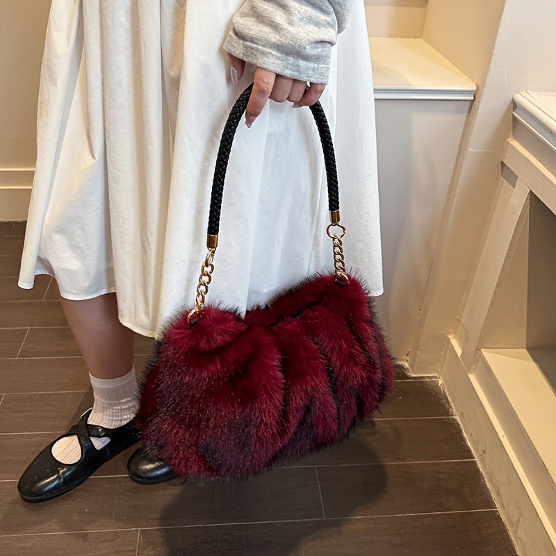 Velvet Shoulder Tote Bag with Zip Closure – image 4