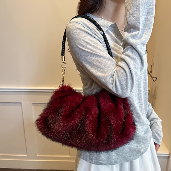 Velvet Shoulder Tote Bag with Zip Closure – detail 1