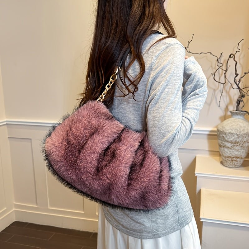 Velvet Shoulder Tote Bag with Zip Closure – image 7